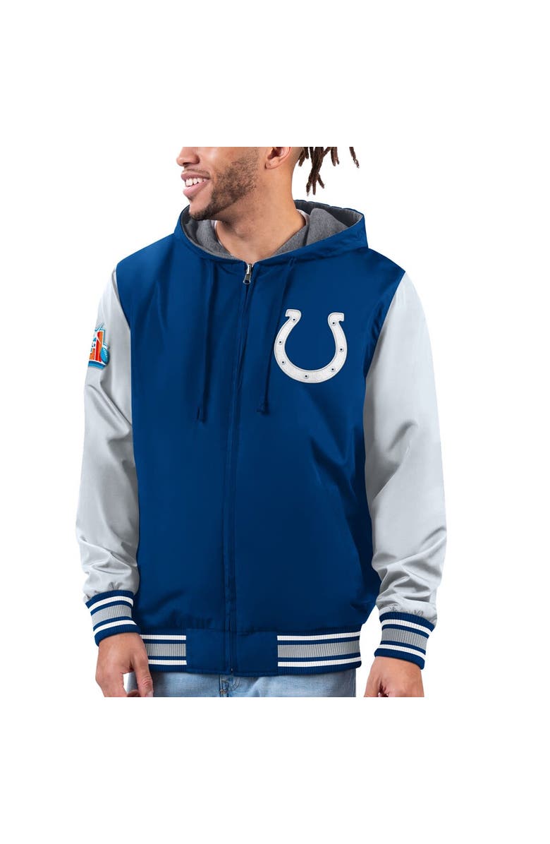 G-III SPORTS BY CARL BANKS Men's G-III Sports by Carl Banks Royal/Gray Indianapolis Colts Commemorative Reversible Full-Zip Jacket, Main, color, 