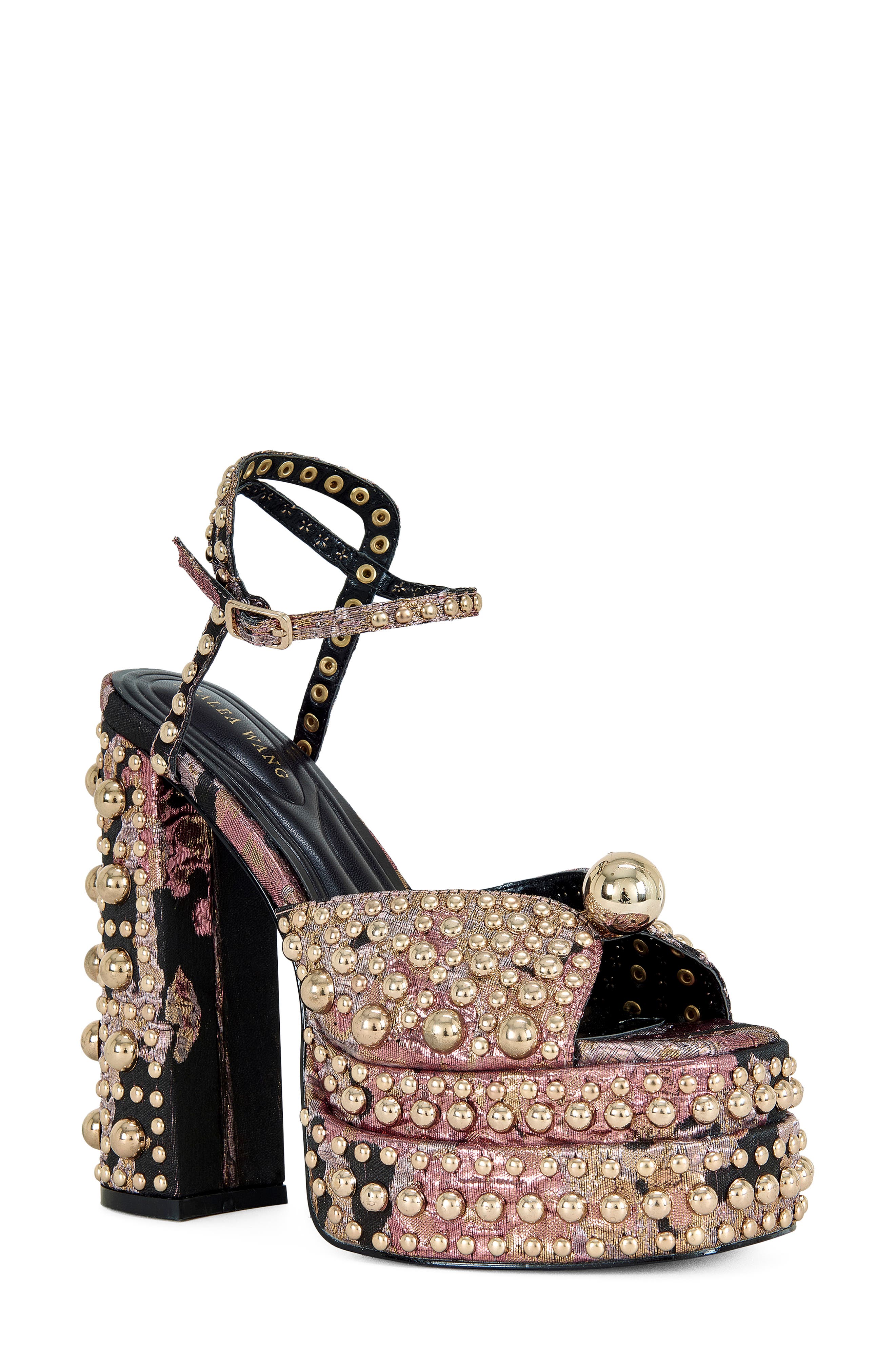 AZALEA WANG Hananiah Studded Platform Sandal, Main, color, Black Multi