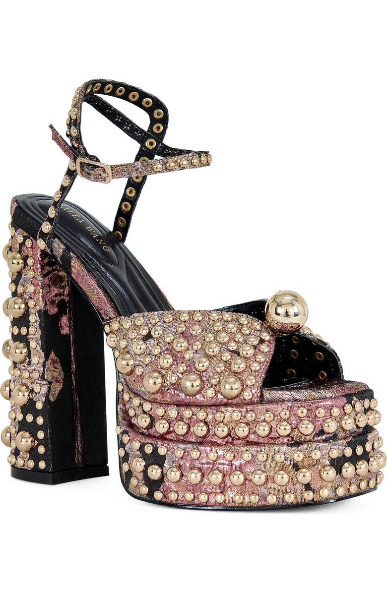 AZALEA WANG Hananiah Studded Platform Sandal, Main, color, Black Multi