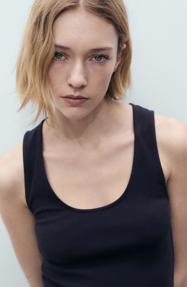 MANGO Valvi Mixed Media Maxi Dress, Alternate, color, Navy