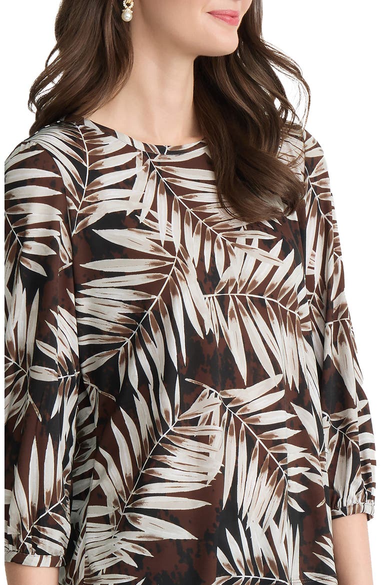 Button Shoulder Palm Print Top, Alternate, color, FUDGE MULTI