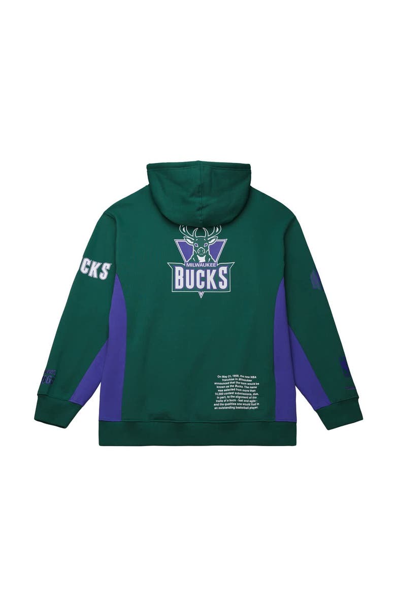 Mitchell & Ness Men's Mitchell & Ness Hunter Green Milwaukee Bucks Hardwood Classics Team Origins Fleece Pullover Hoodie, Alternate, color, Hunter Green