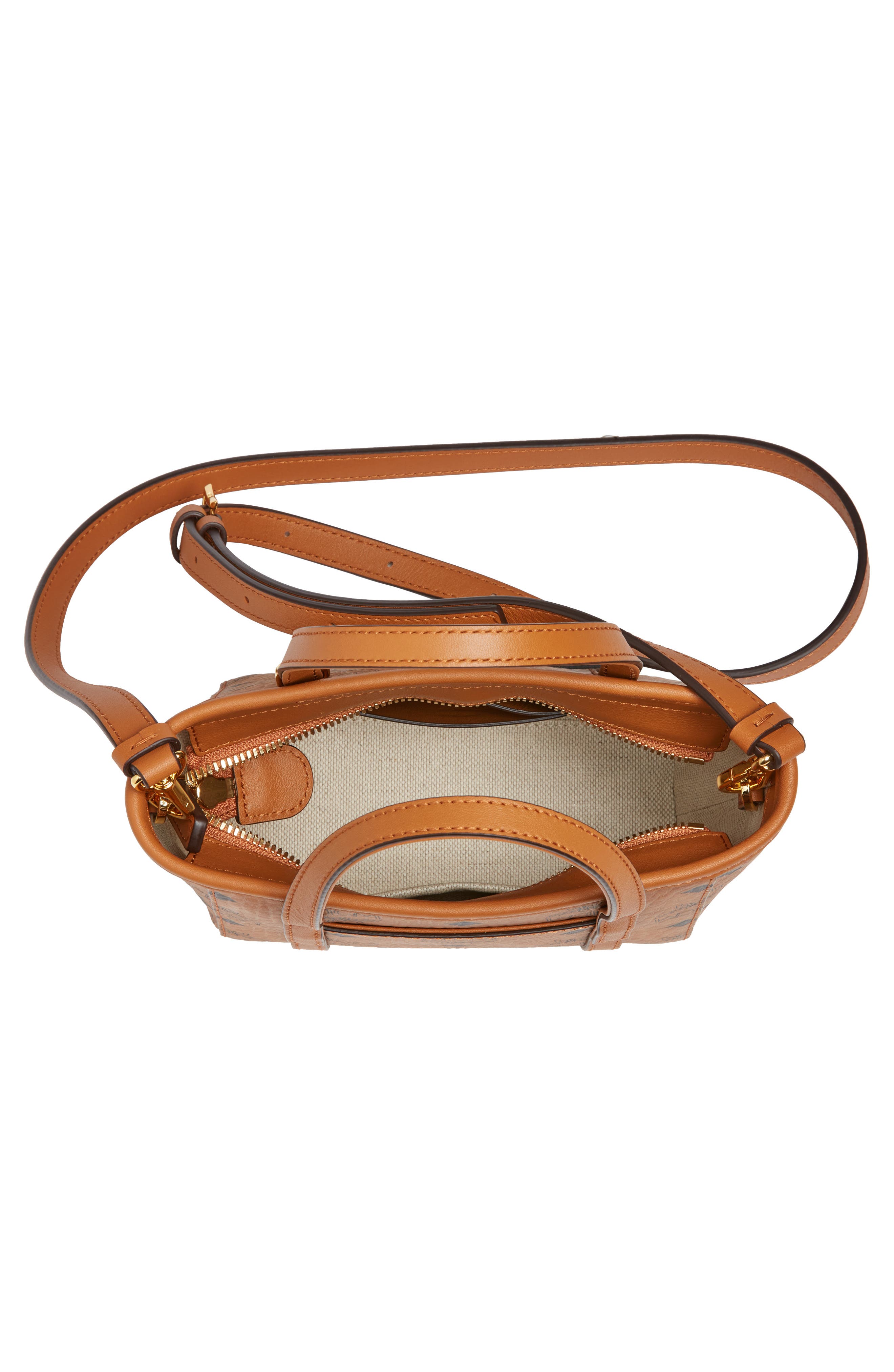 MCM Mini Toni Visetos Coated Canvas Top Handle Shopper Bag, Alternate, color, 