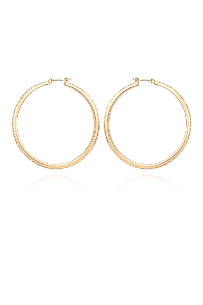 Gold-Tone Crystal Hoop Earrings, Main, color, Gold