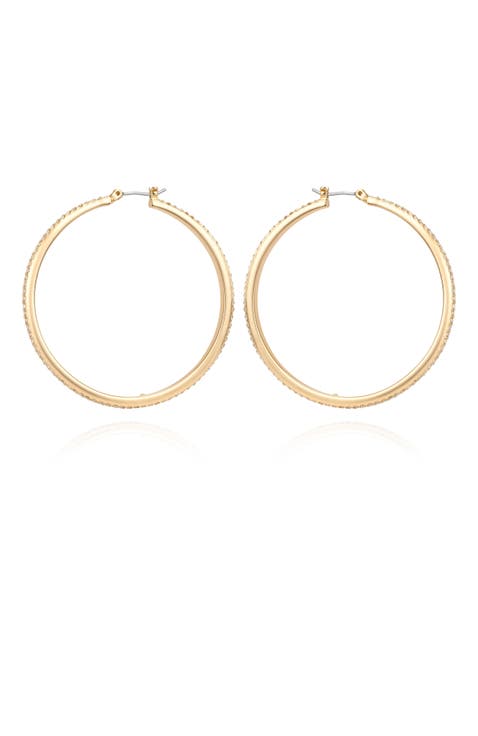 Gold-Tone Crystal Hoop Earrings
