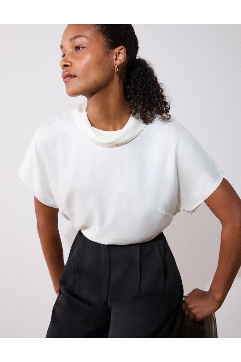 Seam Detail Funnel Neck Blouse, Alternate, color, Ivory
