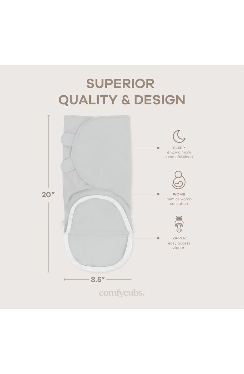Comfy Cubs Easy Swaddle Blankets with Zipper, Alternate, color, Stone, Sage, Azul