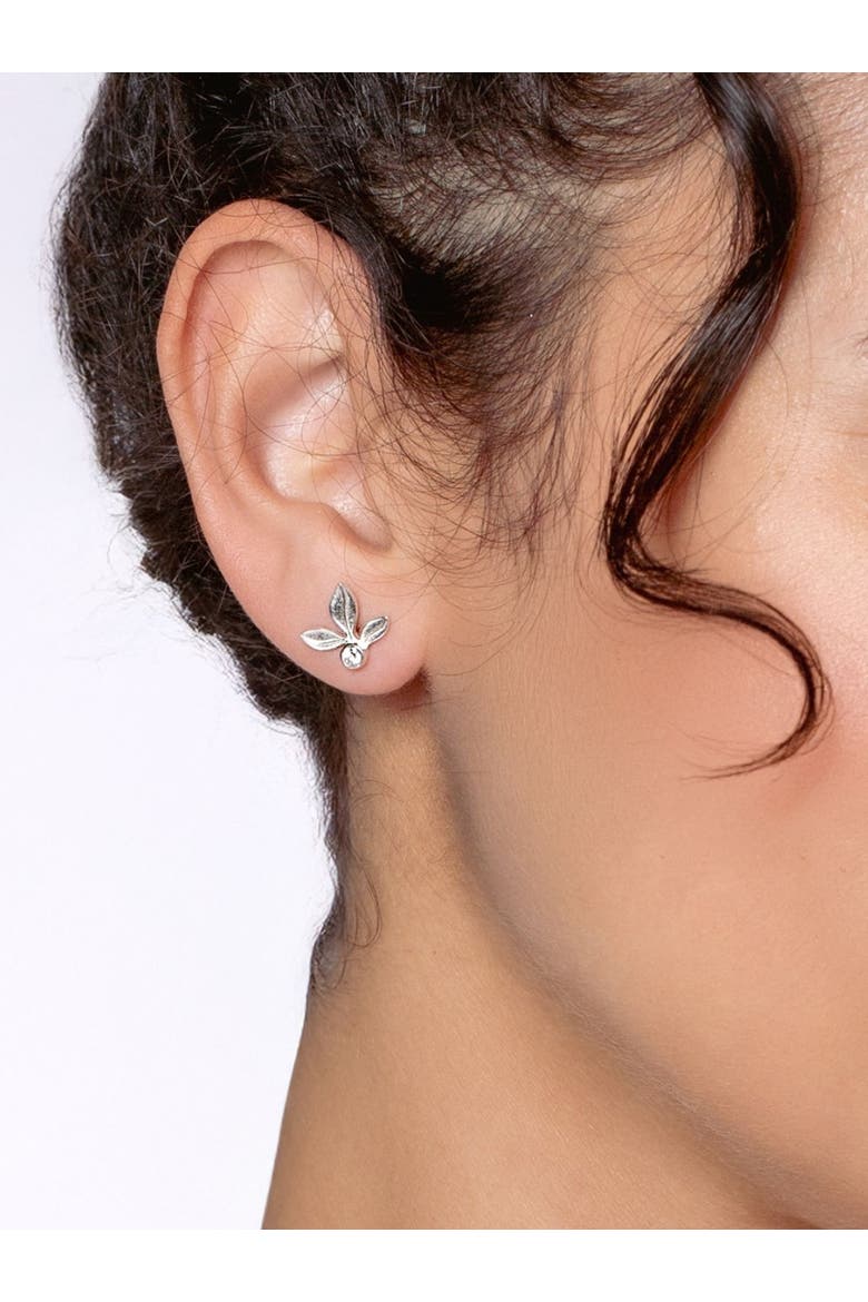 Olive Leaf Stud Earring, Alternate, color, Sterling Silver