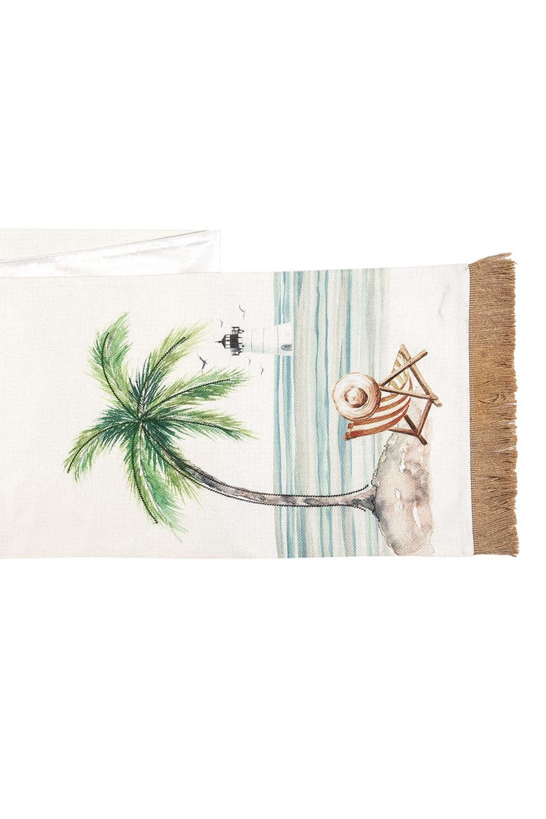 Life Is Better At The Beach Embroidered Dining Table Runner, Alternate, color, Blue