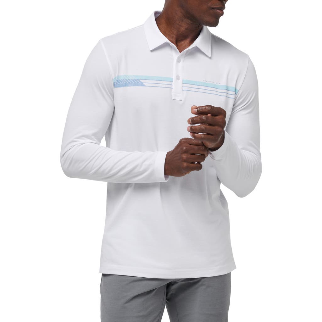 Travismathew Course Mapper Long Sleeve Polo In White
