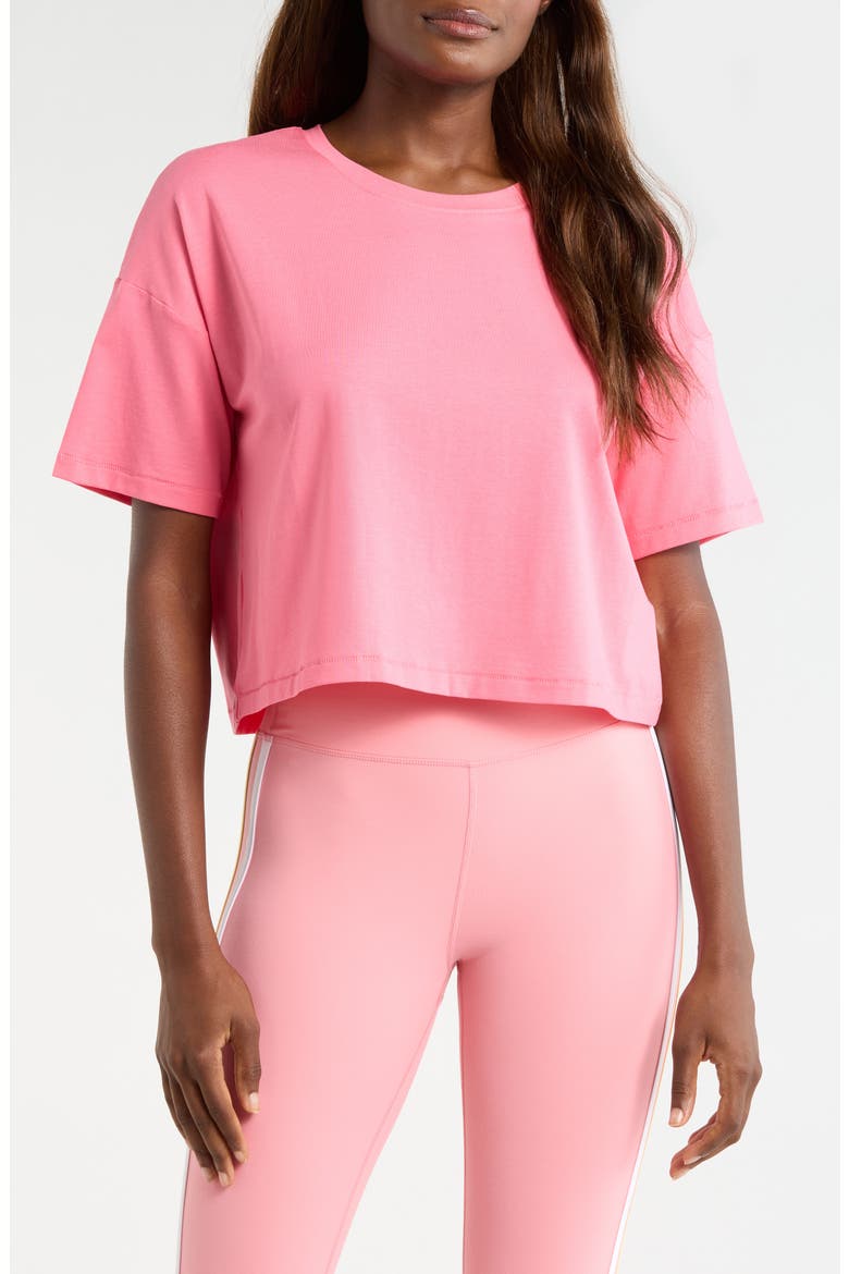 Pima Cotton Boxy Crop T-Shirt, Main, color, PINK LEMONADE