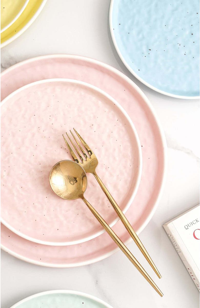 Stone Lain Elena Stoneware 4-Piece Salad Plate Set, Alternate, color, Pink