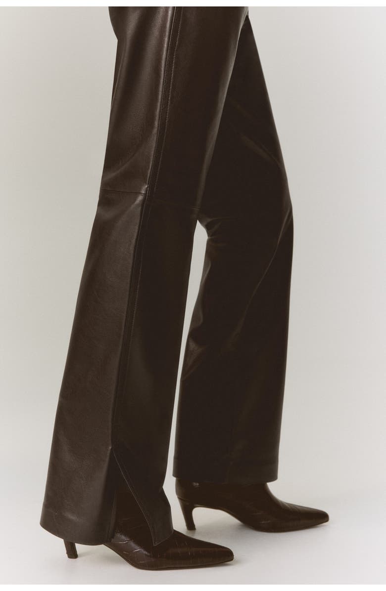 H&M Coated Bootcut Trousers, Alternate, color, Dark Brown