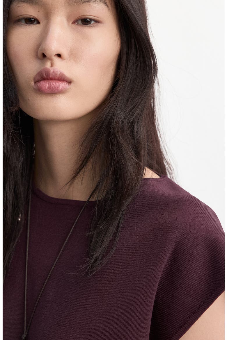 Short Sleeve Sweater, Alternate, color, BURGUNDY