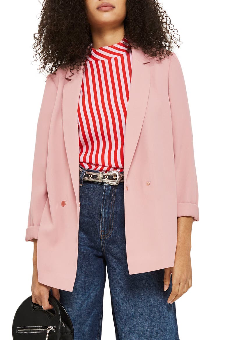 Ava Double Breasted Jacket, Main, color, BLUSH