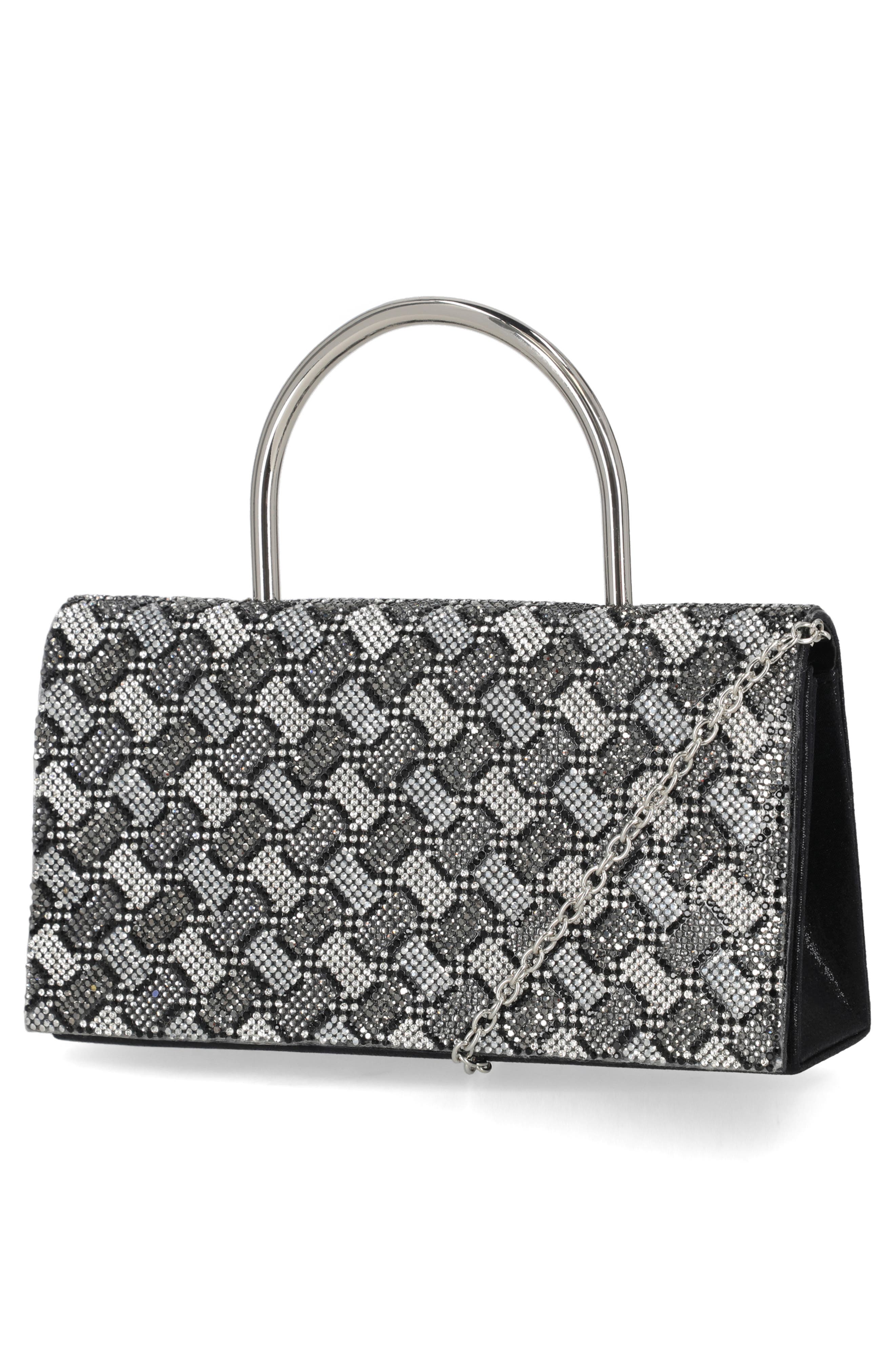 Jessica McClintock Corbin Microstone Top Handle Clutch, Alternate, color, Black Multi