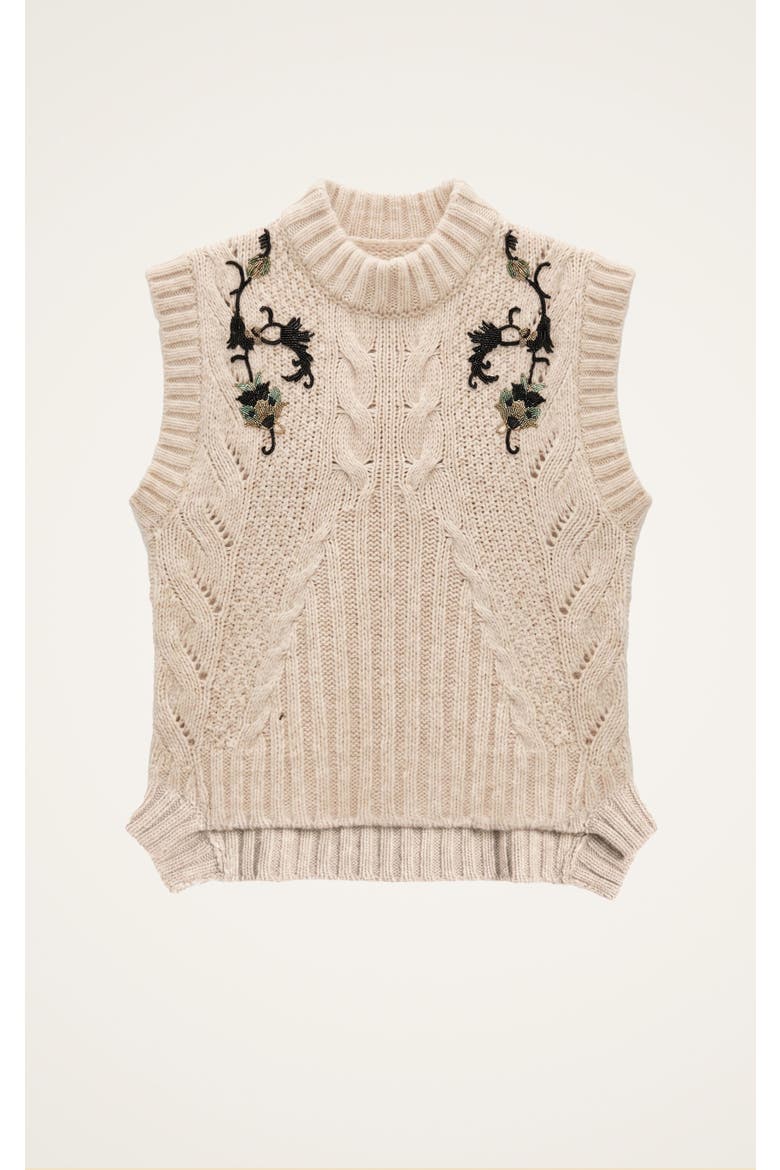 Cameo Vest Embroidered, Alternate, color, Solid Ecru