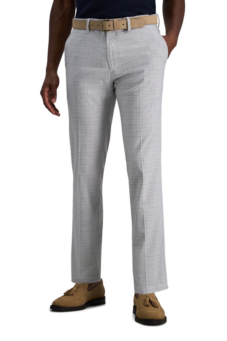 Glen Plaid Stretch Pants, Main, color, LIGHT GREY