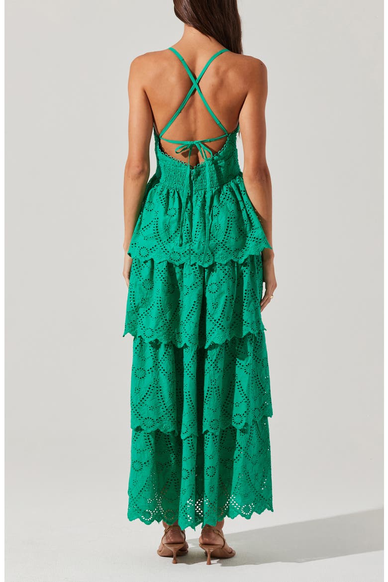 Faeryn Tiered Cotton Maxi Dress, Alternate, color, EMERALD