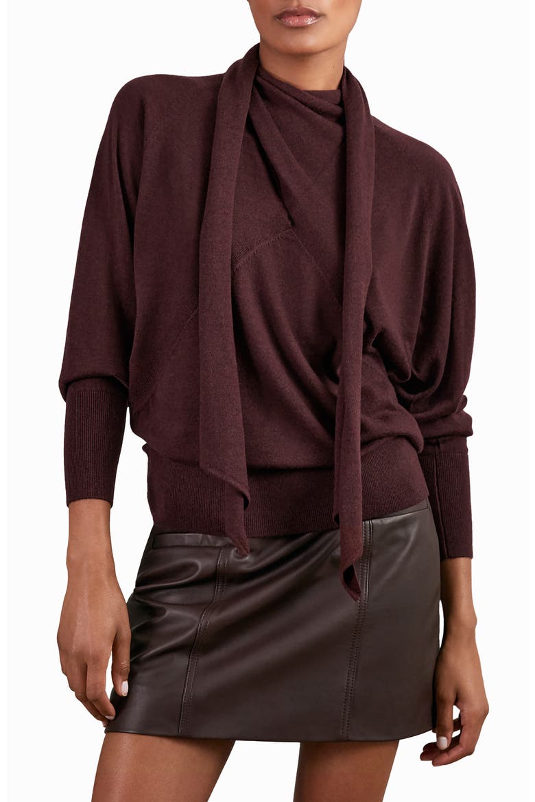 Alexis Scarf Wool Sweater, Main, color, BURGUNDY