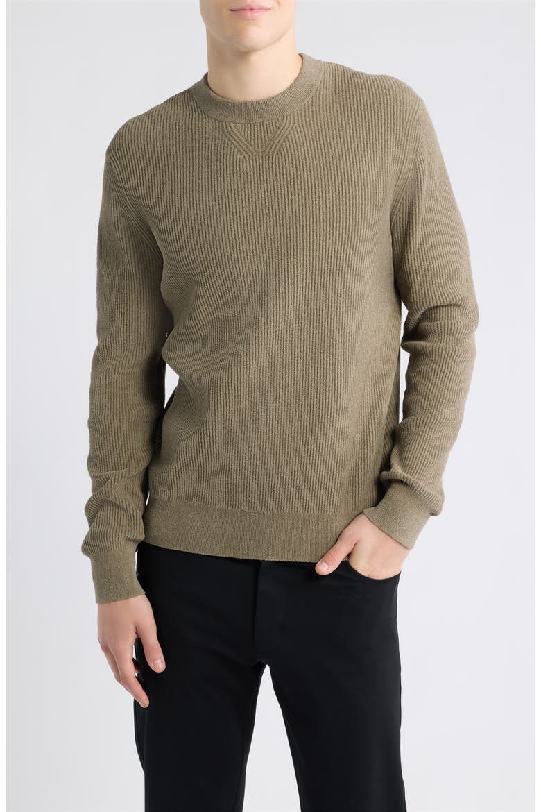 Horso Ribbed Crewneck Sweater, Main, color, OPEN BROWN