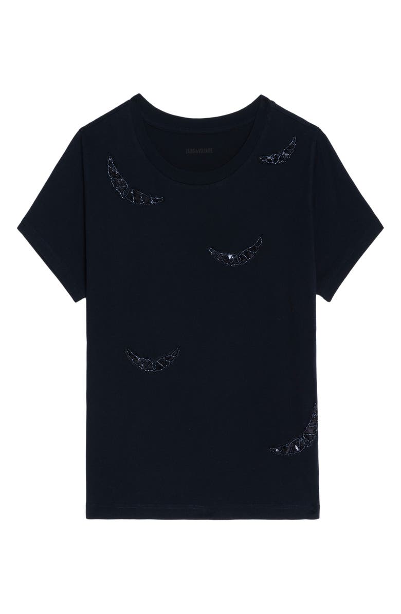 Zadig & Voltaire Beaded Wings Cotton T-Shirt, Alternate, color,