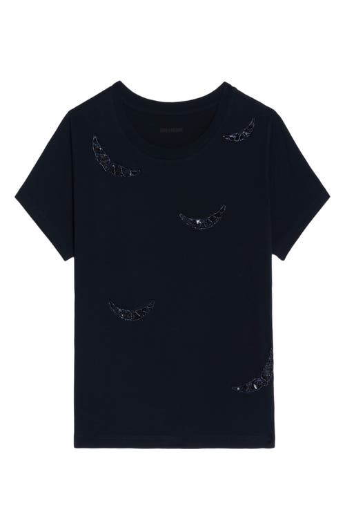 Zadig & Voltaire Beaded Wings Cotton T-shirt In Black