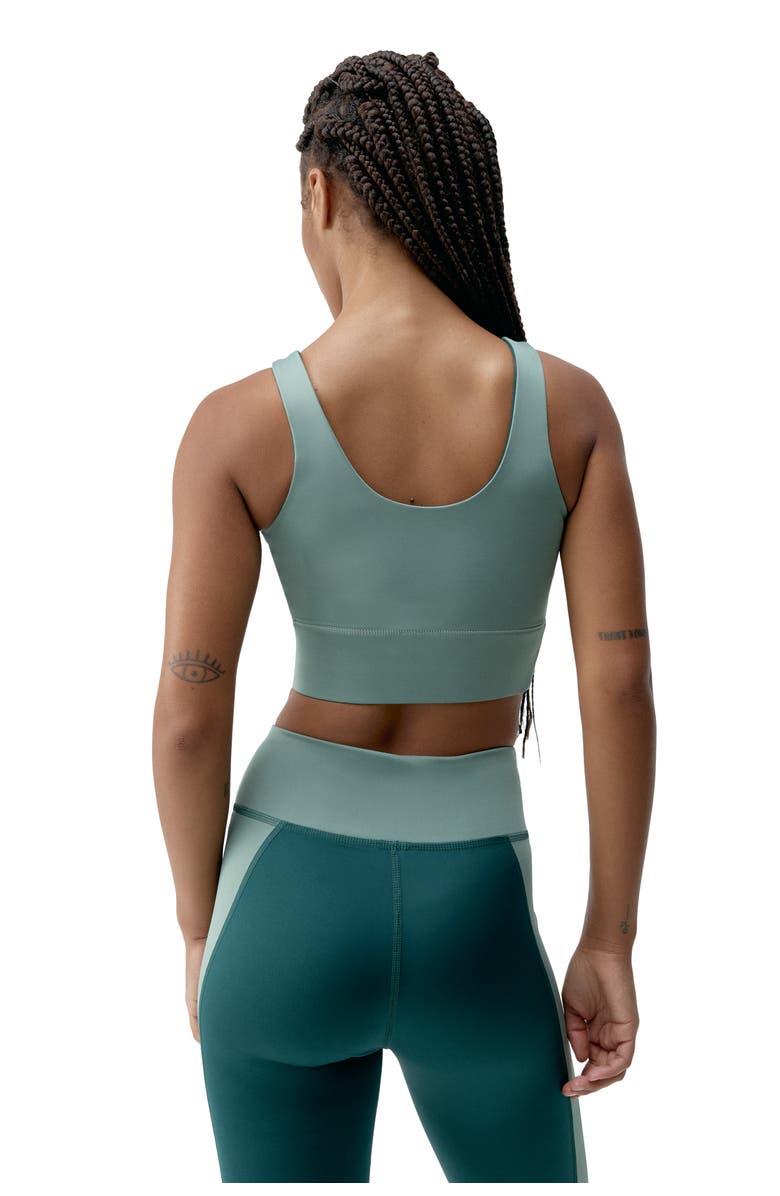 Born Living Yoga Maiko Medium Support Performance Sport Top, Alternate, color, Iceberg Green/Deep Green