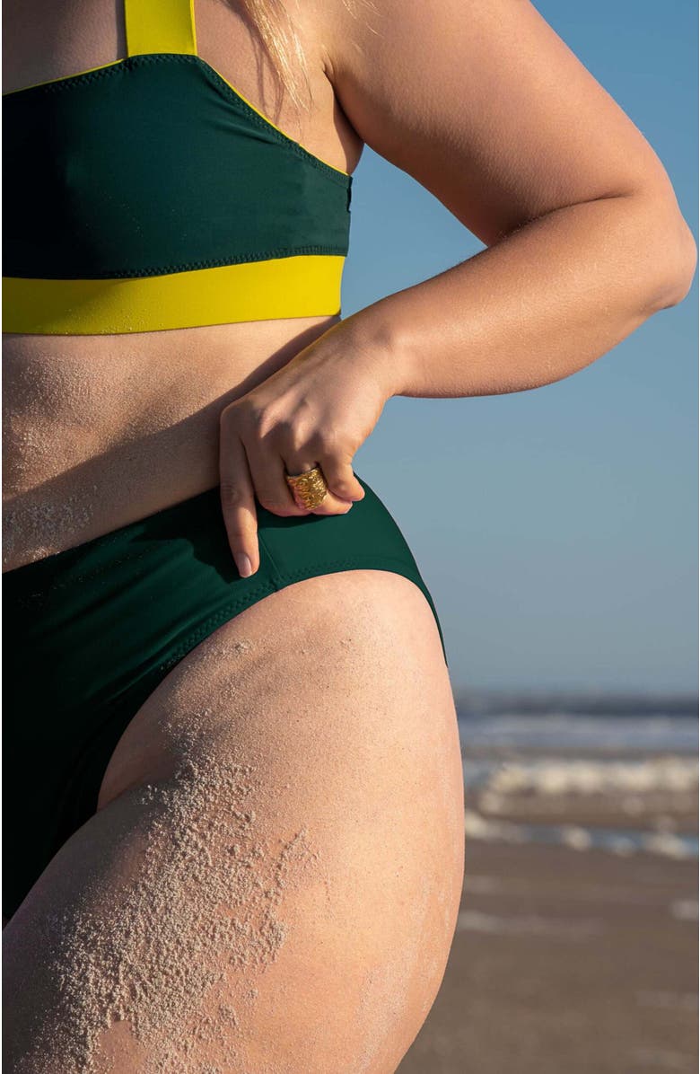 Ansea The Reversible High Waisted Bikini Brief, Alternate, color, Chartreuse/Forest