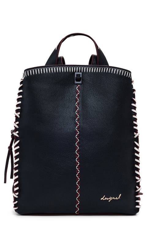 Whipstitch Detail Faux Leather Backpack