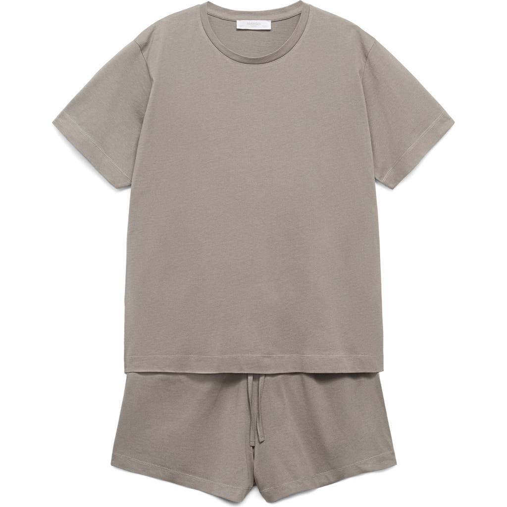 Mango Short Cotton Pajamas In Brown