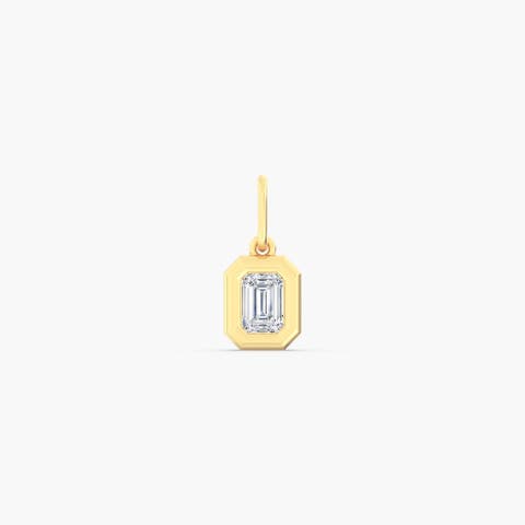 Emerald Domed Lab Diamond Charm in 14K
