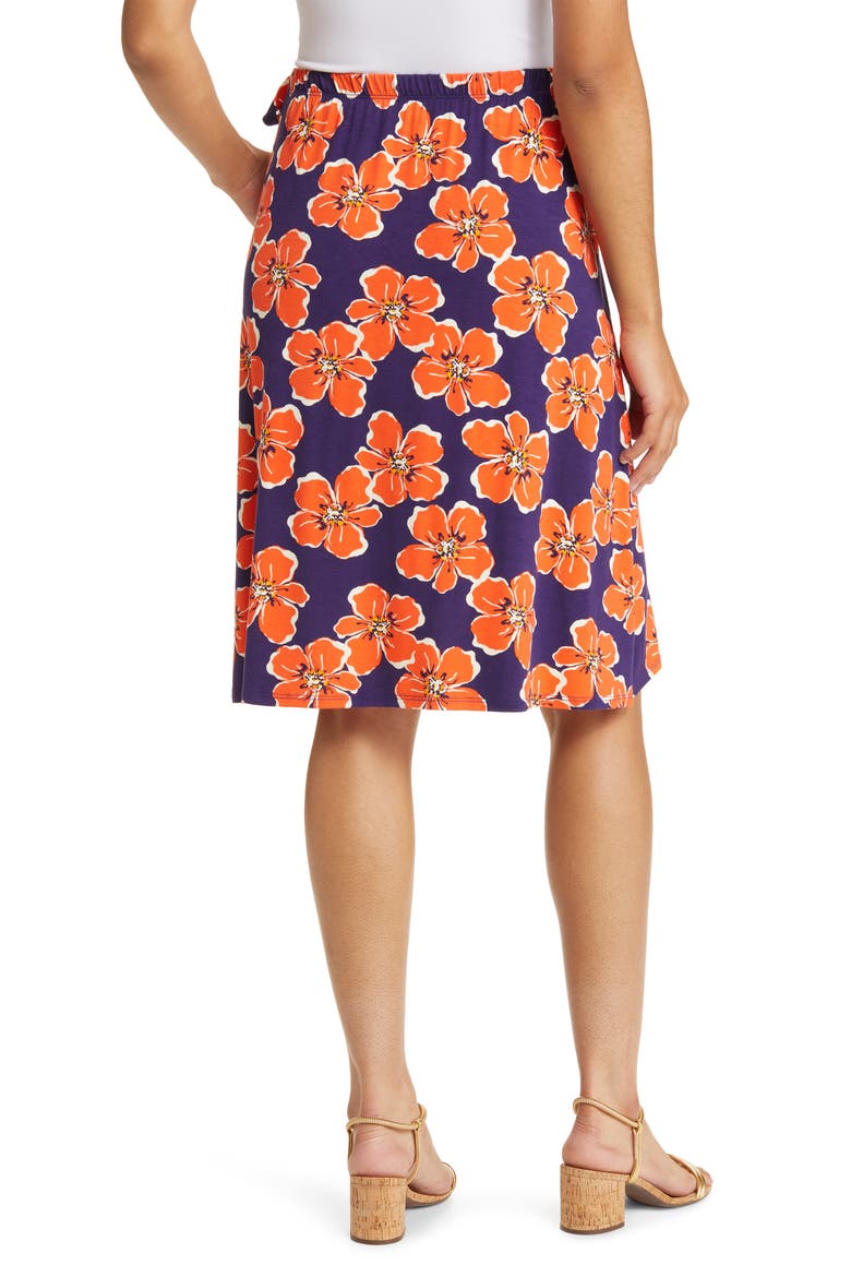 Floral Jersey Faux Wrap Skirt, Alternate, color, NAVY/ CORAL