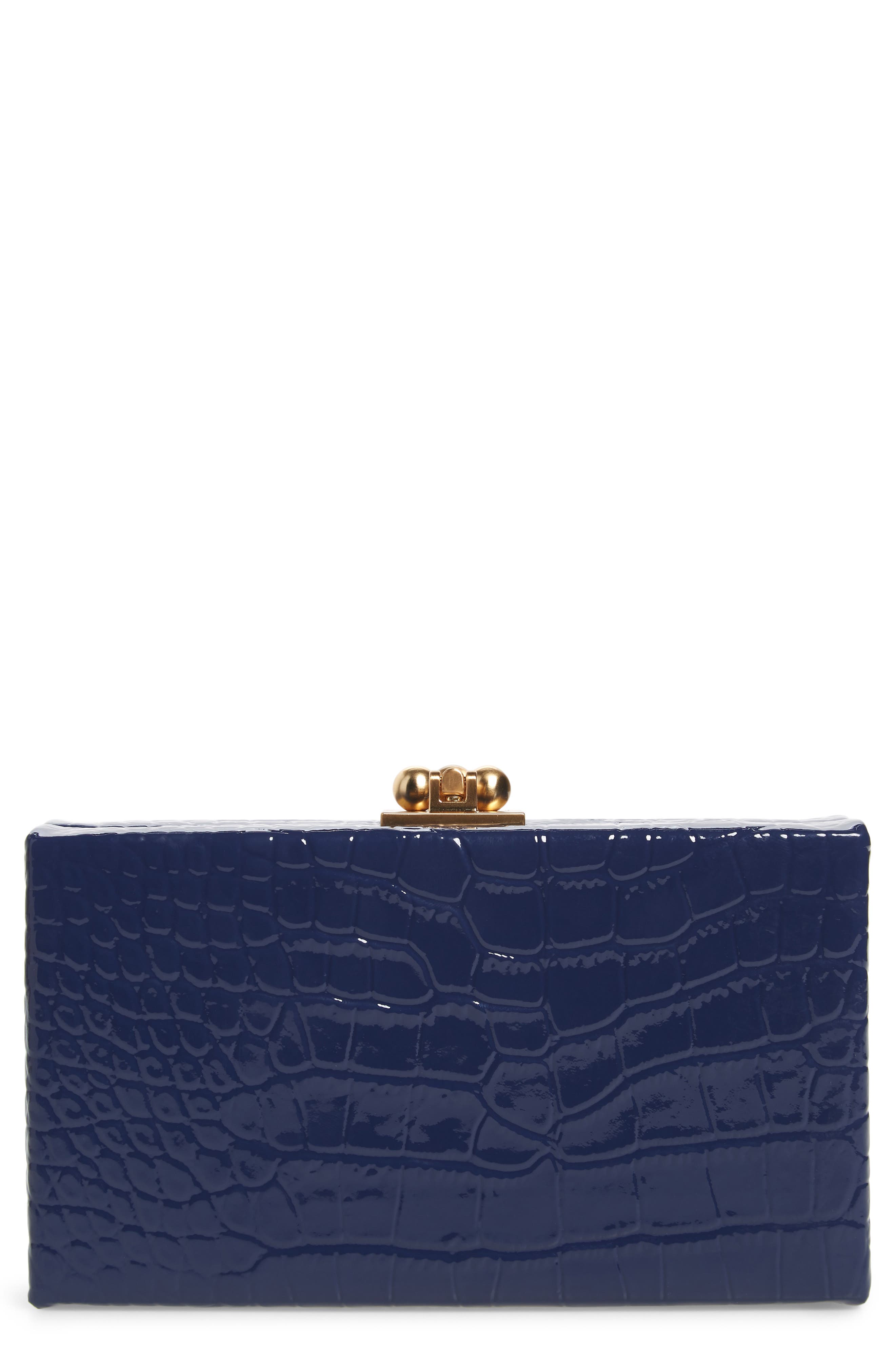 Edie Parker Jean Embossed Leather Box Clutch, Main, color, 