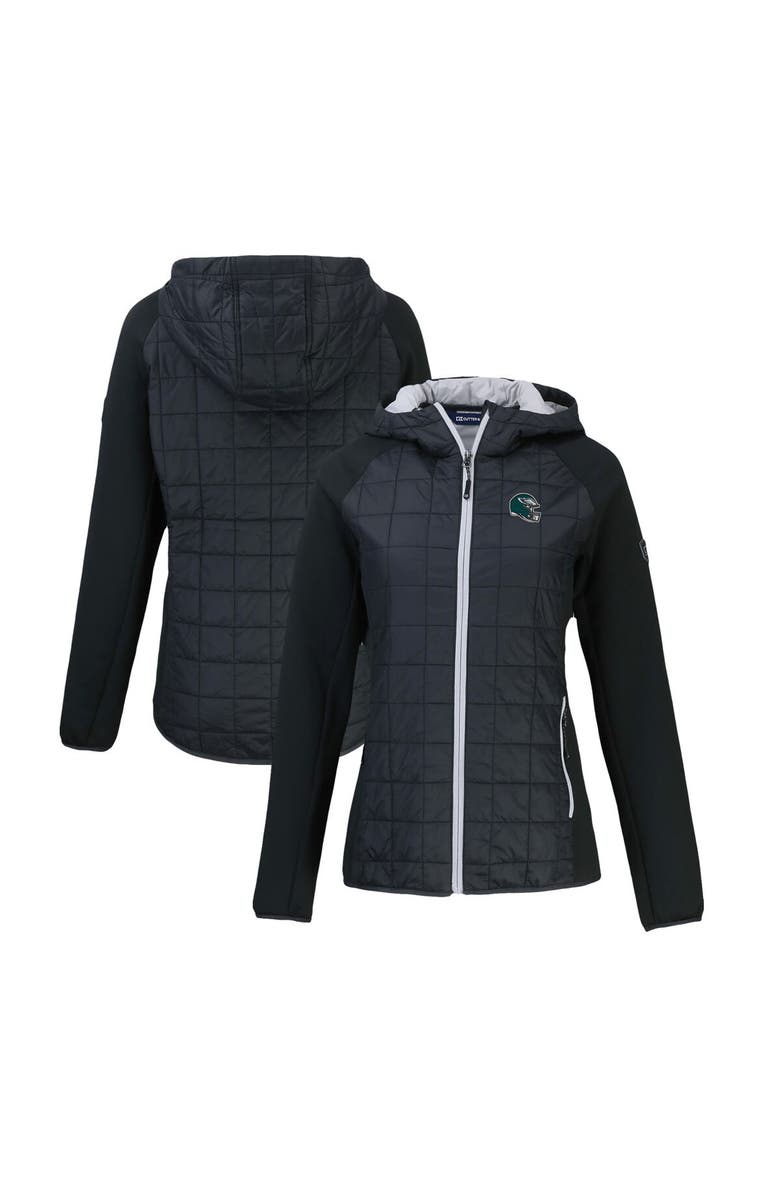 Cutter & Buck Women's Cutter & Buck Black Philadelphia Eagles Helmet Logo Rainier Primaloft Eco Full-Zip Hybrid Jacket, Main, color, 