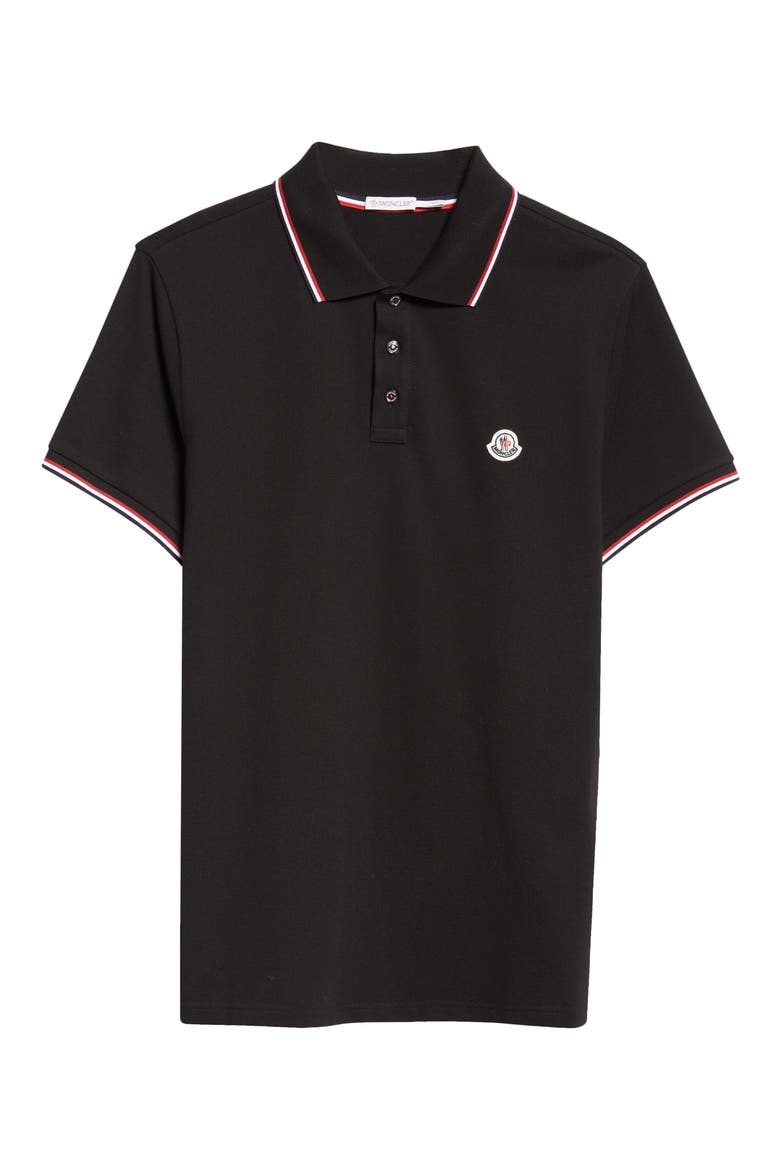 Tipped Cotton Piqué Polo, Alternate, color, BLACK