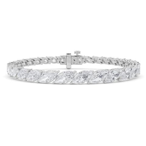 13Ct Marquise Diamond Tennis Bracelet 14k Gold Lab Grown 7"
