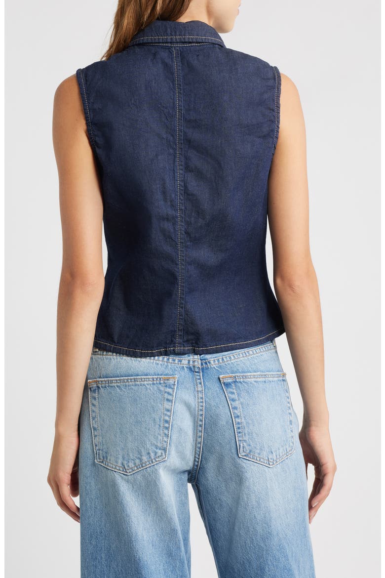 Maria Collared Cotton & Linen Denim Top, Alternate, color, OPEN BLUE