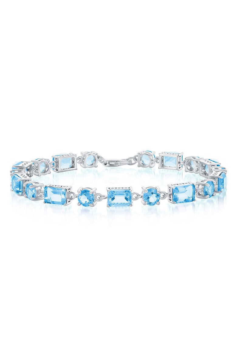 SIMONA Sterling Silver Semiprecious Stone Line Bracelet, Main, color, Blue Topaz