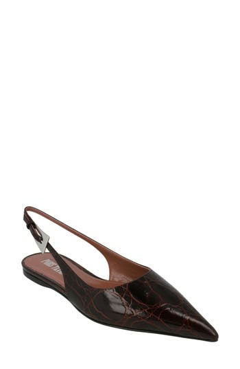 Paris Texas Jessica Pointed Toe Slingback Flat In Burgundy