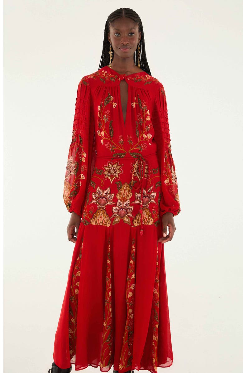 FARM Rio Berry Garden Long Sleeve Maxi Dress, Alternate, color, Red