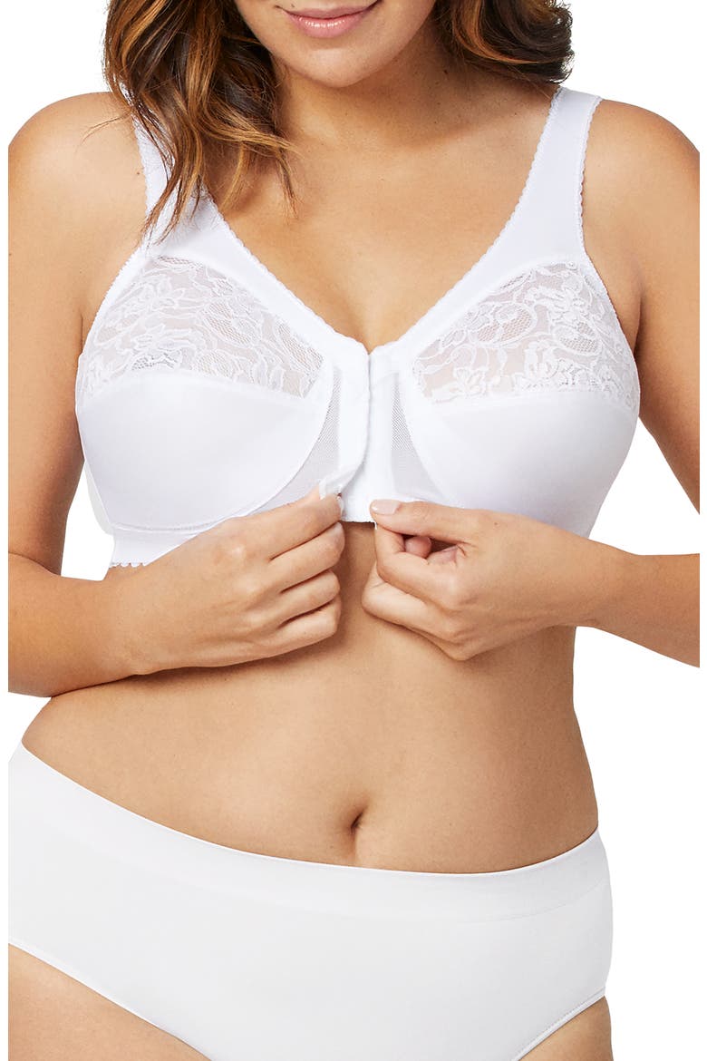 MagicLift® Front Close Support Bra, Alternate, color, WHITE
