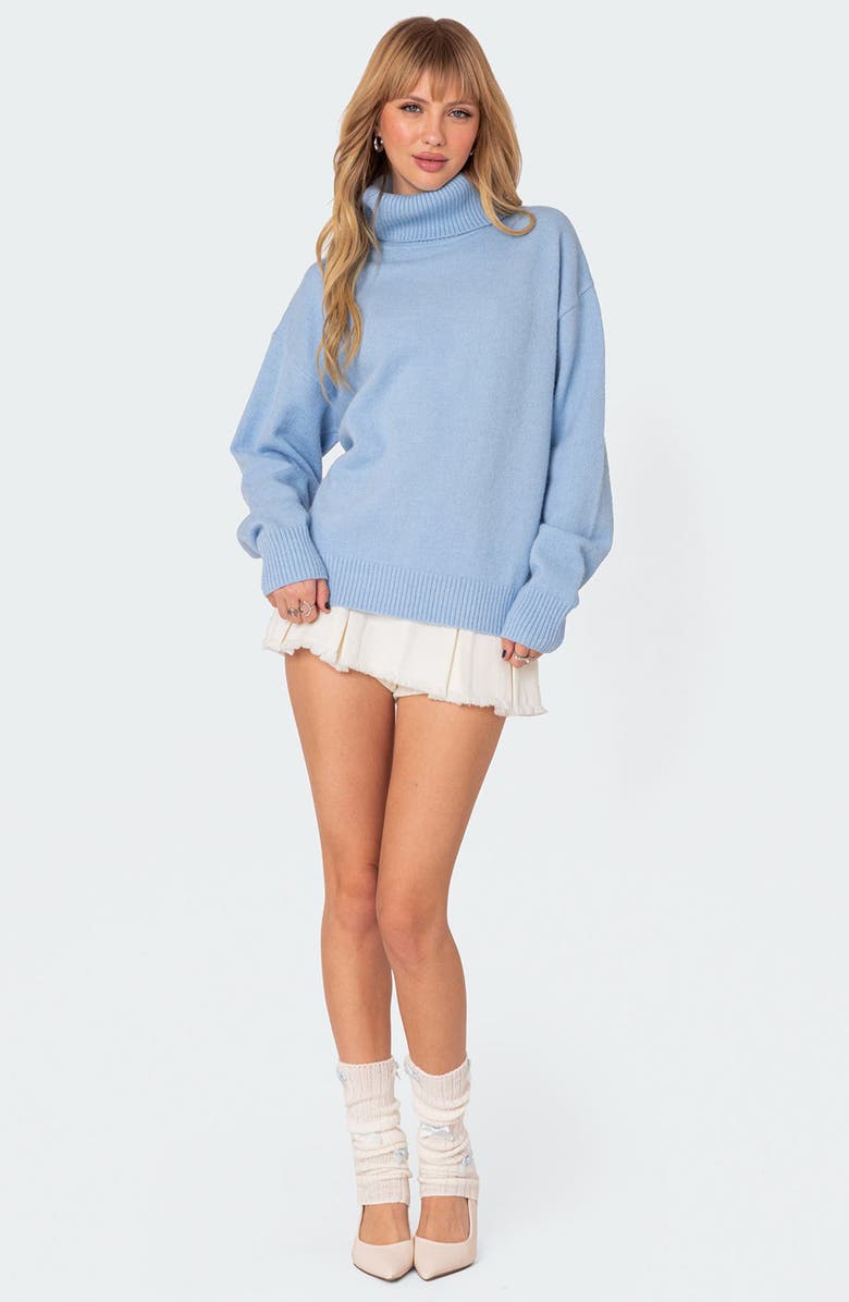 EDIKTED Isabelle Oversize Turtleneck Sweater, Alternate, color, Light-Blue