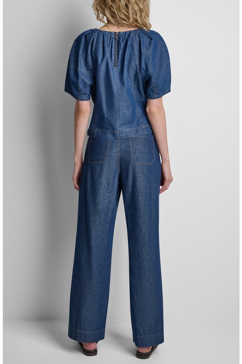 Crosby Lantern Sleeve Denim Top, Alternate, color, CROSBY WASH