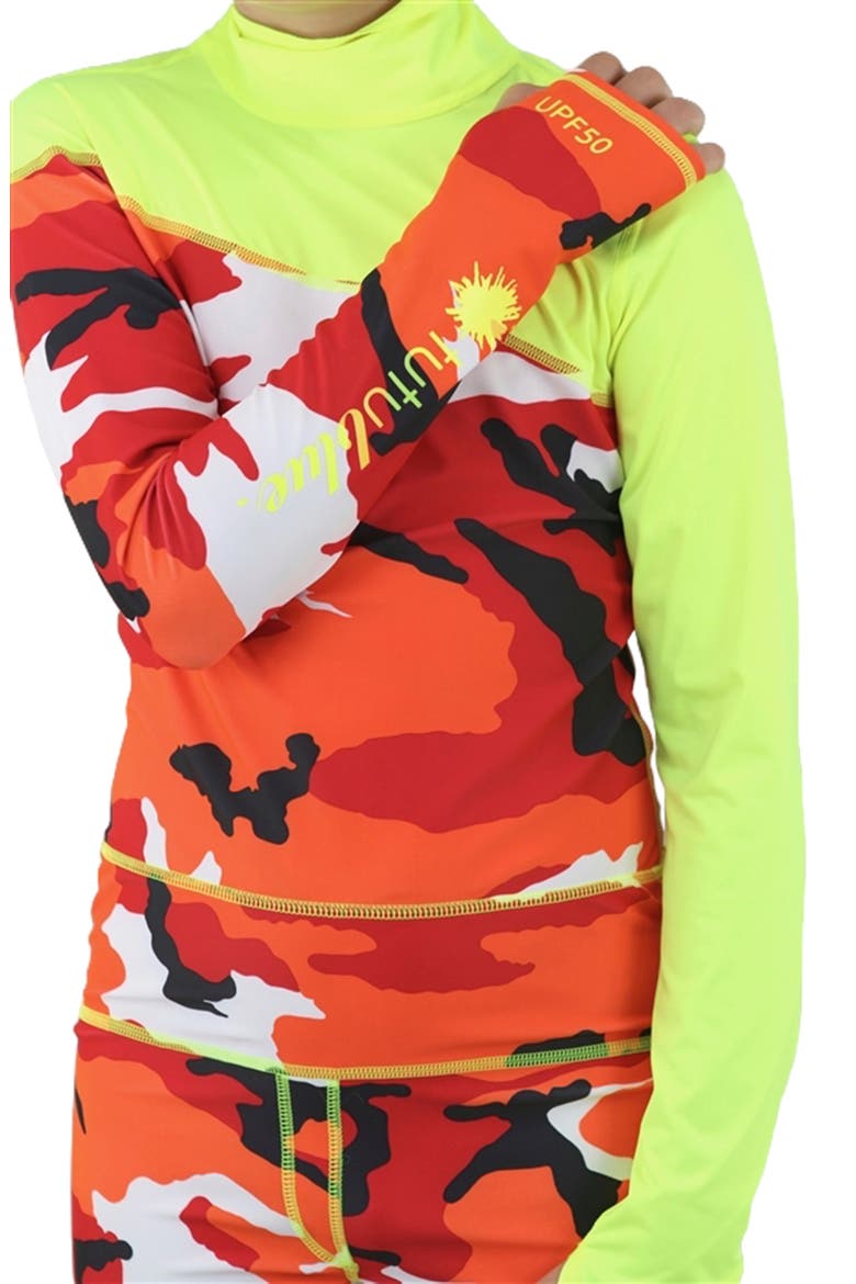 Boys' Full-Body One-Piece Swimsuit - UPF 50+, Main, color, Yellow Red Camo