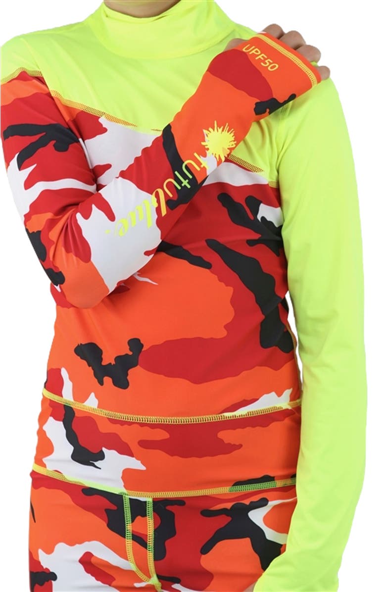 TUTUBLUE Boys' Full-Body One-Piece Swimsuit - UPF 50+, Main, color, Yellow Red Camo