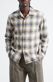 JW Anderson Gradient Check Brushed Flannel Button-Up Shirt