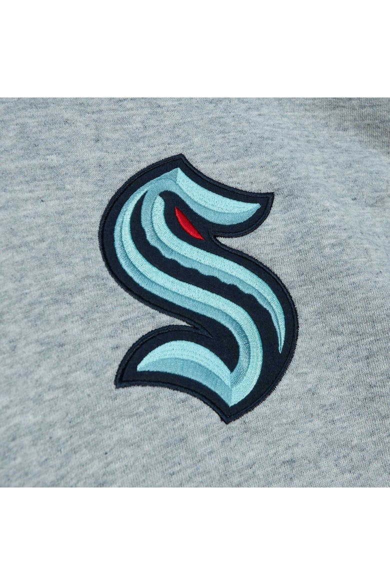 Men's Mitchell & Ness  Heather Gray Seattle Kraken Classic French Terry Pullover Hoodie, Alternate, color, Heather Gray