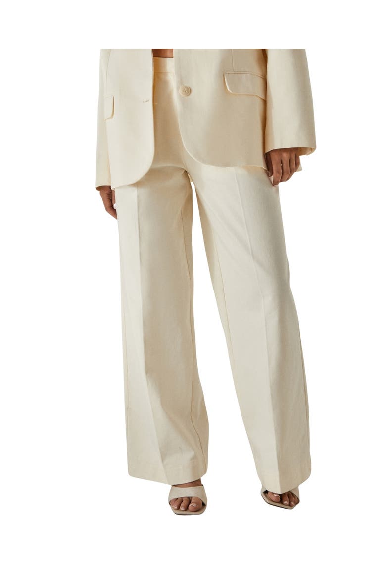 Twill Buckle Tailored Pants, Alternate, color, Cream
