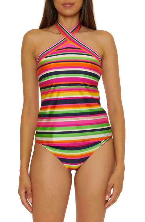 Trina Turk Reversible Halter Tankini Top In Multi